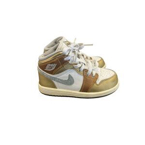 Air‎ Jordan 1 PHAT Toddlers TD White/Metallic Gold-Silver 8C